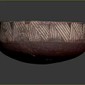 Vintage Red Ceramic Bowl with White Geometric Exterior Patterns and Red Interior