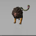 Lion Head Snake Tail Hybrid Creature Character With Orange Body And Green Open Mouth