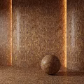 Warm Wooden Wall Panels With Natural Grain And Decorative Sphere