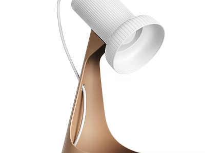 Modern Table Lamp With White Lampshade And Brown Curved Base For Home Decor 3d model