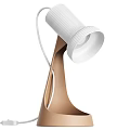 Modern Table Lamp With White Lampshade And Brown Curved Base For Home Decor