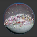 Decorative Ornament Set With Transparent Sphere Snow Scene Small Houses And Snowmen
