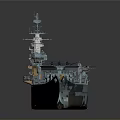 Blue Aircraft Carrier Model 3D Rendering With Deck And Island Structure