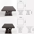 Dark Wooden Side Table With Square Top And Slanting Support Legs Design 3d model