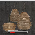 Rattan chandelier combination 3d model