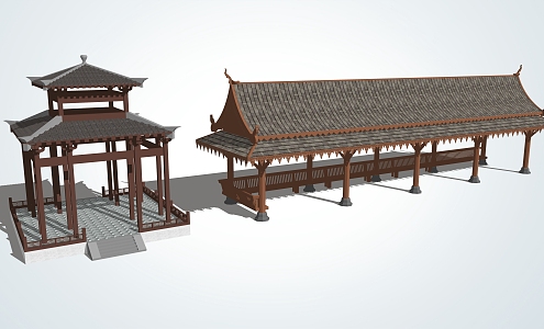 Chinese style pavilion classical pavilion porch 3d model