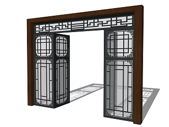 New Chinese Folding Door 3d model