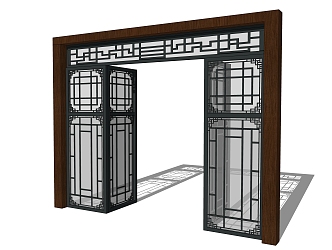 New Chinese Folding Door 3d model