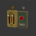 Vintage Industrial Yellow Green Switch Panels Featuring Red Button Arrow ON OFF NO NC Labels