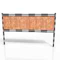 Stylish Wooden Bench With Paw And Bone Patterns On Decorative Metal Frame