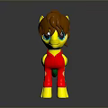 Cute Toy Pony With Brown Mane Yellow Body Red Outfit And Blue Green Tail