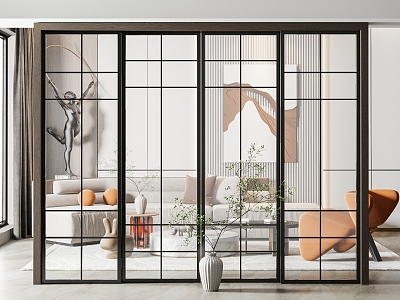 Modern sliding door glass sliding door 3d model