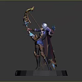 Mythical Archer Character With Creature Inspired Armor Decorative Bow And Intricate Base 3d model
