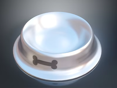 Stainless Steel Silver Pet Bowl With Bone Symbol Design For Dogs And Cats Daily Use 3d model