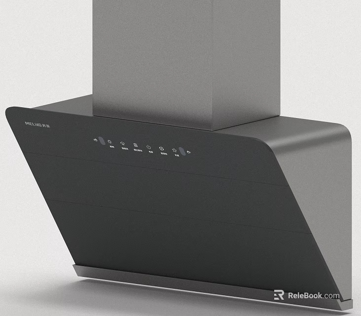 Robam Black Range Hood Modern Kitchen Appliance With Sleek Design 3d model 