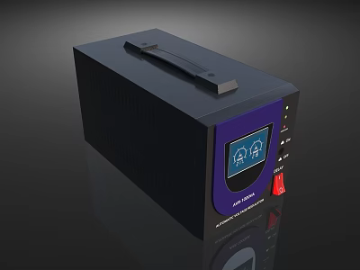 Black Industrial Equipment With Top Handle Purple Display Screen Control Buttons And Red Knob 3d model