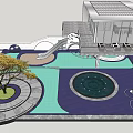 Indoor Kids Play Area With Green Floor Circular Structure And Arched Design