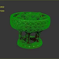 Ornamental Red Gold Bowl Decor Set With Green Patterns On Carved Stand White Accents