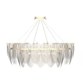 Elegant Modern Leaf Shaped White Glass Chandelier With Gold Frame 3d model