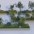 Plant Combination With Various Plants Shrubs Trees And Stones In Rectangular Planters