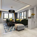 Elegant Modern Dining Living Room Interior With Chandelier Dining Table And Chairs