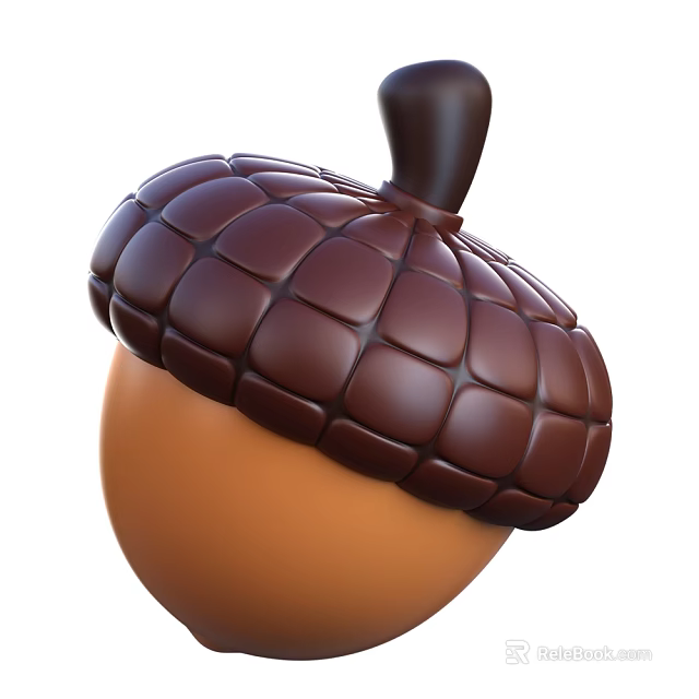Delicious Chocolate Acorn Dessert With Grid Pattern Shell And Brown Base 3d model