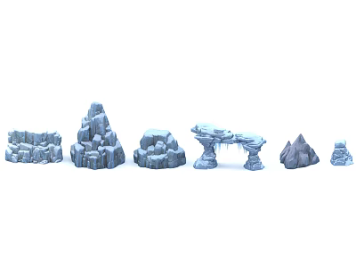 Natural Scene with Various Shaped Ice Stone Structures Covered in Snow and Ice 3d model