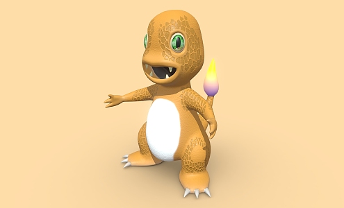 Cartoon Dinosaur Fire Dragon Treasure Dream Cartoon Animal Macaron Doll Monster 3d model