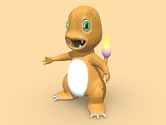 Cartoon Dinosaur Fire Dragon Treasure Dream Cartoon Animal Macaron Doll Monster 3d model