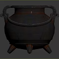 Metal Cauldron With Green Liquid Inside Two Handles And Three Legs