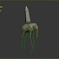 Artistic Elephant Sculpture With Long Legs And Stone Spire On Back