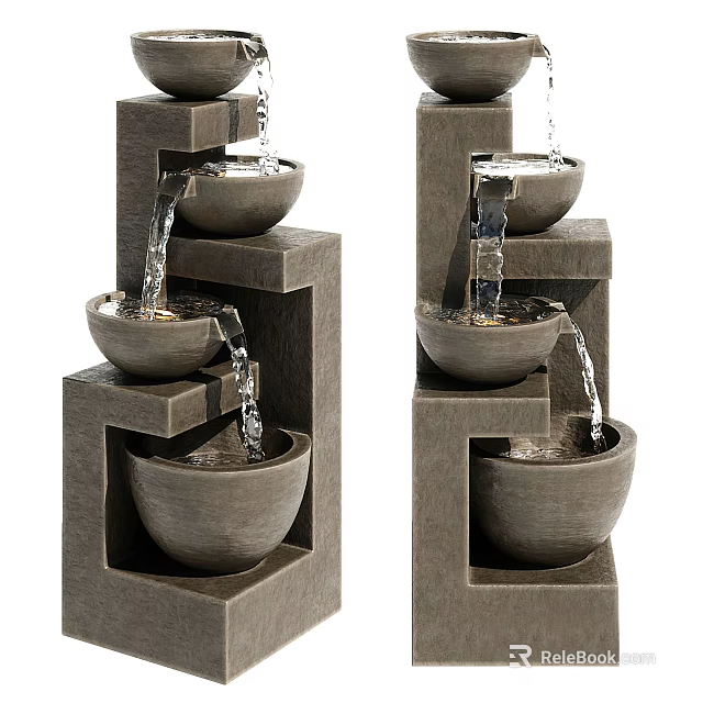 Decorative Tiered Stone Garden Ornament With Vertical Stacked Bowl Water Feature 3d model 