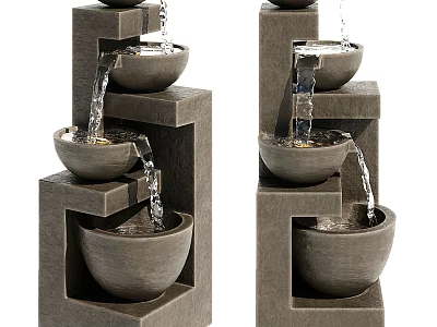 Decorative Tiered Stone Garden Ornament With Vertical Stacked Bowl Water Feature 3d model