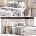 Modern Upholstered Double Bed With Storage Headboard Soft Pillows And Cozy Bedding 3d model