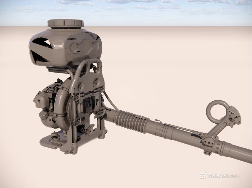 Industrial Mechanical Device With Metal Components And Extended Pipe Structure 3d model 