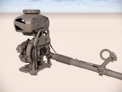 Industrial Mechanical Device With Metal Components And Extended Pipe Structure 3d model