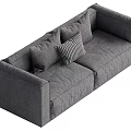 Gray Fabric Sectional Sofa With Multiple Cushions And Plaid Accent Pillow 3d model