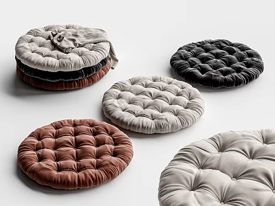 Soft Round Tufted Velvet Cushions in Various Colors for Home Decor 3d model