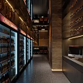 Elegant Modern Restaurant Interior With Wooden Decor Ambient Lighting And Seating Area