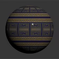 Ornamental Sphere With Blue Glowing Patterns And Golden Geometric Decorations