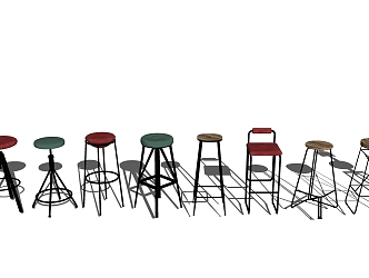 Modern Bar Stool Bar Chair Bar Stool Combination 3d model