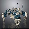 Futuristic Mechanical Spider Character 3D Model With Blue White Articulated Legs And Parts