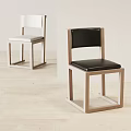 Two Modern Accent Chairs With Leather And Light Colored Seats Wooden Frame