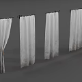 Light Colored Textured Curtains With Different Open And Closed Styles 3d model