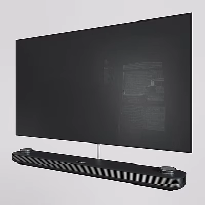 Modern Smart TV With Sleek Black Screen And Soundbar Base Design 3d model