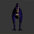 Vibrant Blue Purple And Yellow Dinosaur Figure Standing On Reflective Surface
