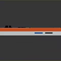 Orange Portable Computer With Green Screen Two Control Knobs And Interface Ports