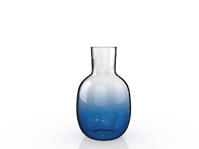 Blue Gradient Transparent Glass Vase With Smooth Surface And Modern Design 3d model