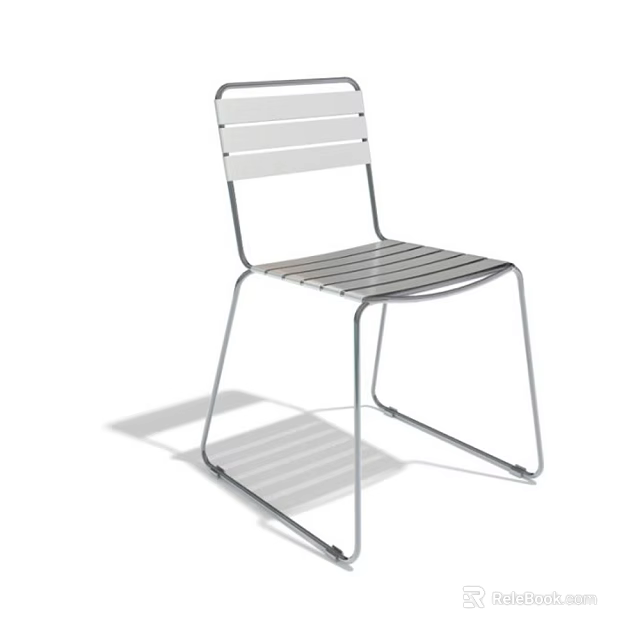 Modern Leisure Chair with Metal Frame Slatted Backrest Seat and Sleek Design 3d model 