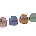 Modern Single Sofa With Multiple Colors Rounded Design And Soft Cushions 3d model